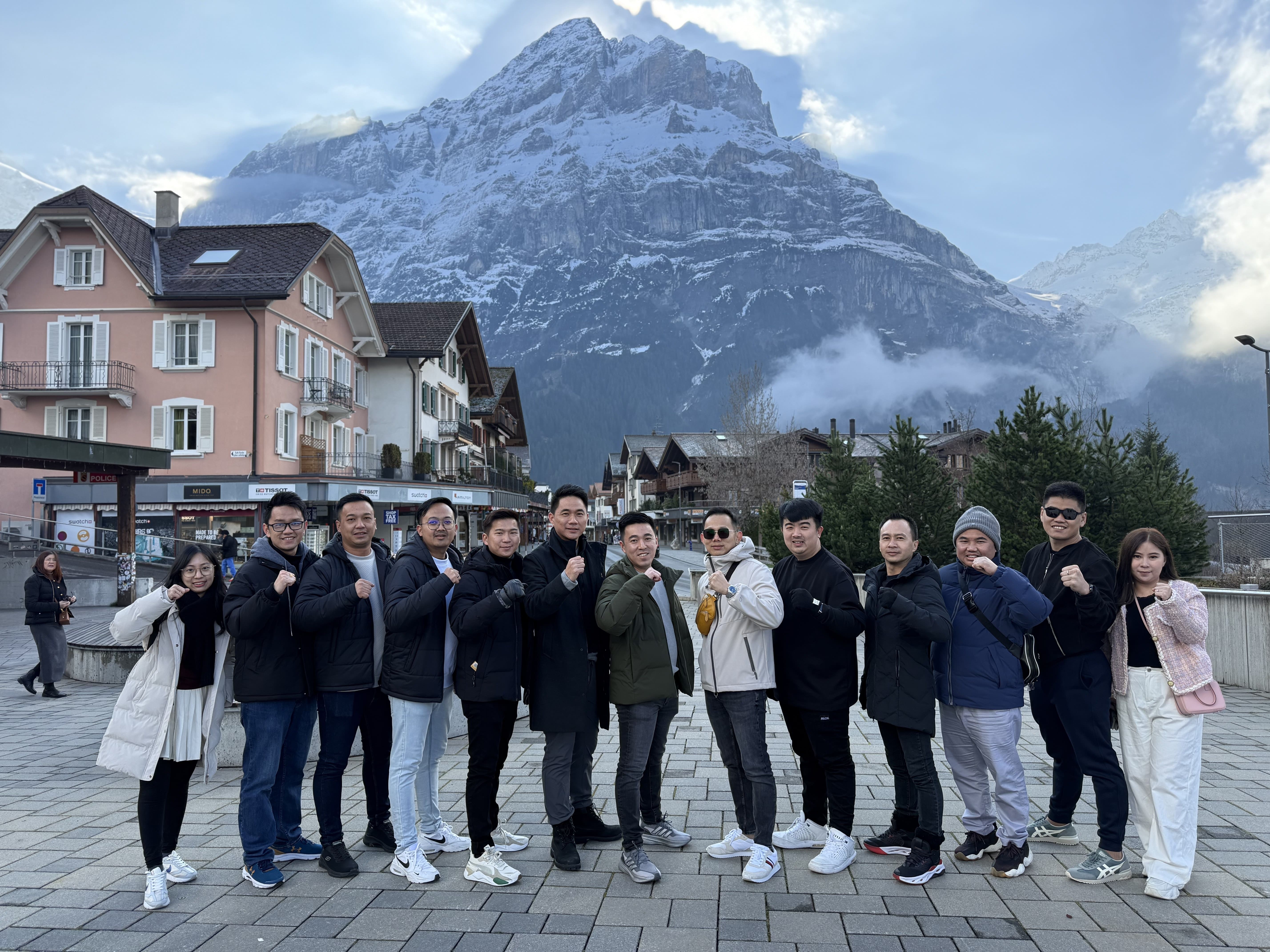 Team in mountain town