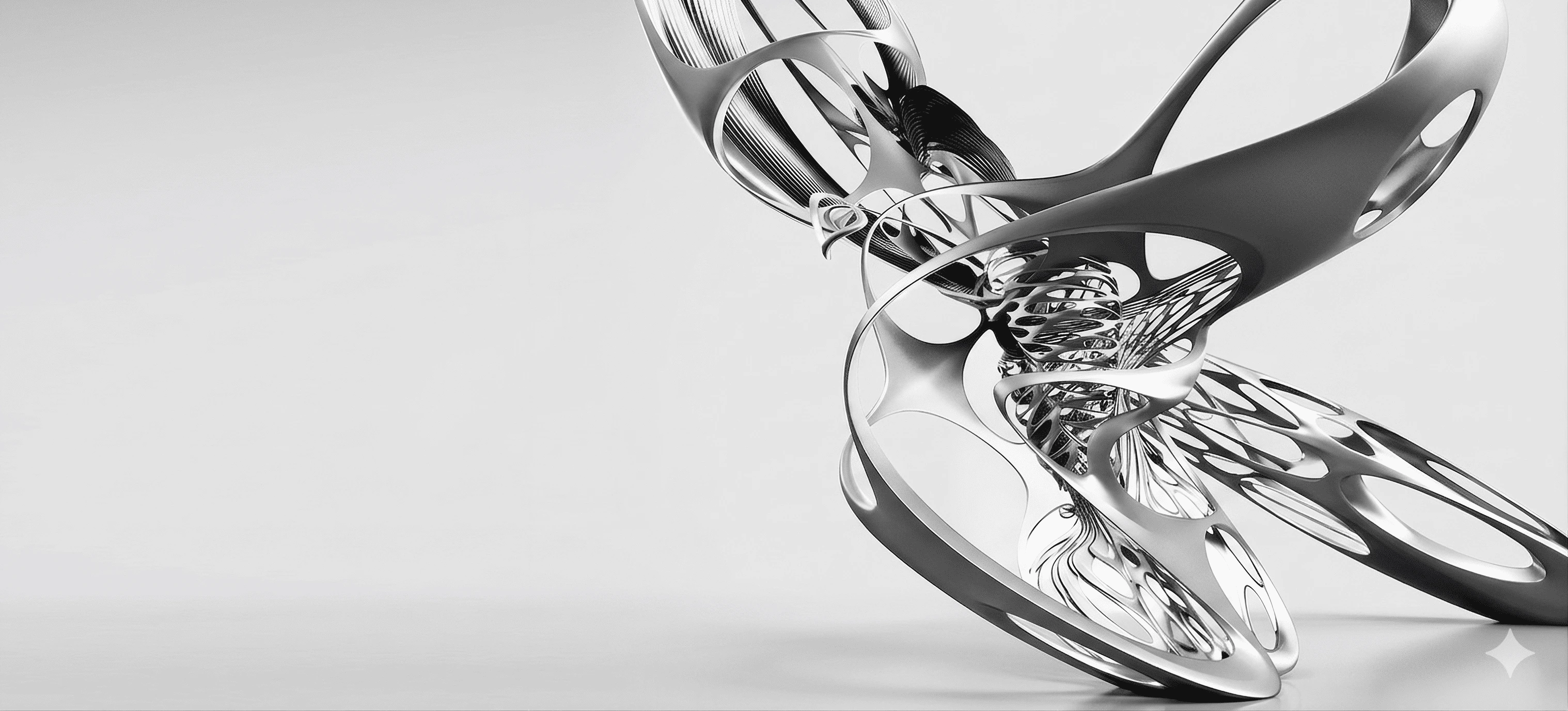 Abstract 3D aluminium design representing modern architectural innovation