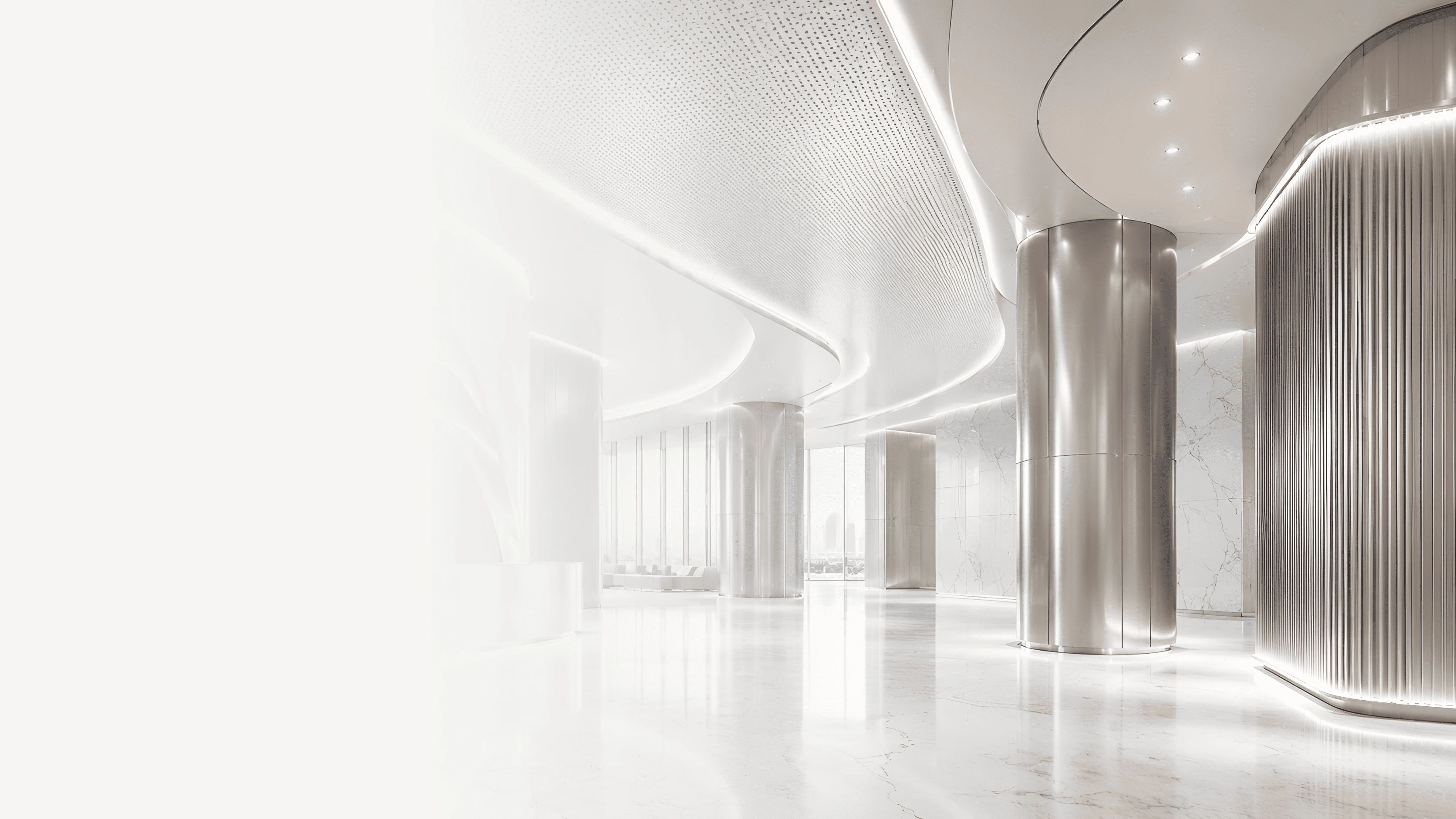 Contemporary office lobby featuring premium aluminium architectural elements